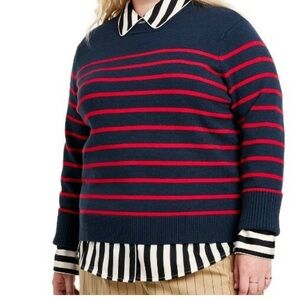 Woman's Plus SIZE Striped
Crewneck Sweater -La Ligne X
Target Navy/Red 2x